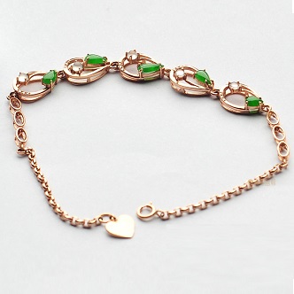 Rose Gold Inlaid Icy Jadeite Bracelet