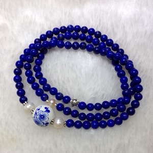 Lapis Lazuli Diameter-5mm Three-Coil Bracelet