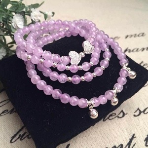 Rose Quartz Bowknot Four-Coil Bracelet